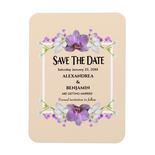 Magnet Flexible Fleurs Aquarelle Mariage Enregistrer La Date Perso (Vertical)