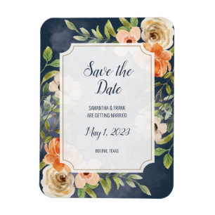 Magnet Flexible Fleurs aquarelles bleues rustiques pour carte 'Sav
