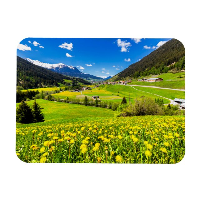 Magnet Flexible Fleurs | Canton des Grisons de Dandelion, Suisse (Horizontal)