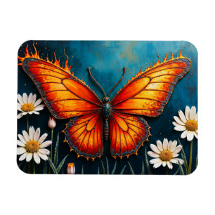 Magnet Flexible Fleurs chamomiles de papillon d'insecte orange vif