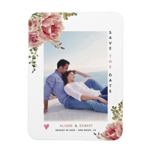 Magnet Flexible Fleurs d'aquarelle Dusty rose Enregistrer la photo
