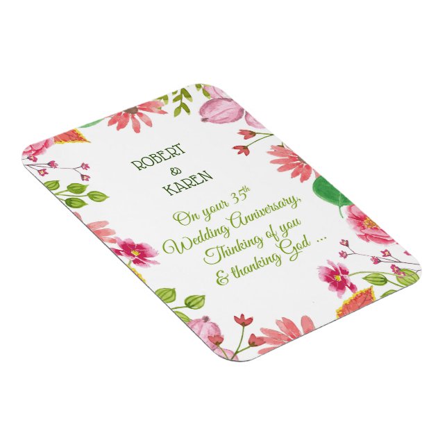 Magnet Flexible Fleurs de 35e anniversaire de mariage religieux (Côté Droit)