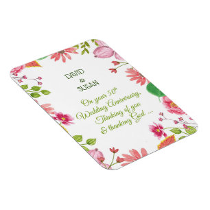 Magnet Flexible Fleurs de 50e anniversaire de mariage religieux