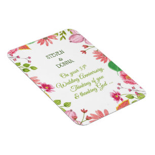 Magnet Flexible Fleurs de 55e anniversaire de mariage religieux