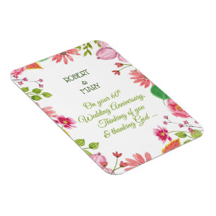 Magnet Flexible Fleurs de 60e anniversaire de mariage religieux