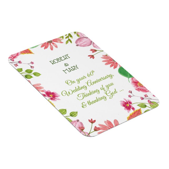 Magnet Flexible Fleurs de 60e anniversaire de mariage religieux (Côté Droit)