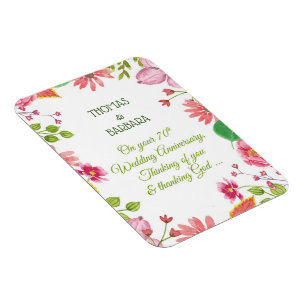 Magnet Flexible Fleurs de 70e anniversaire de mariage religieux