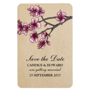 Magnet Flexible Fleurs de cerises Vintages roses Enregistrer la da