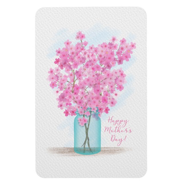 Magnet Flexible Fleurs de cerisiers d'aquarelle en Jar Fête des Mè (Vertical)