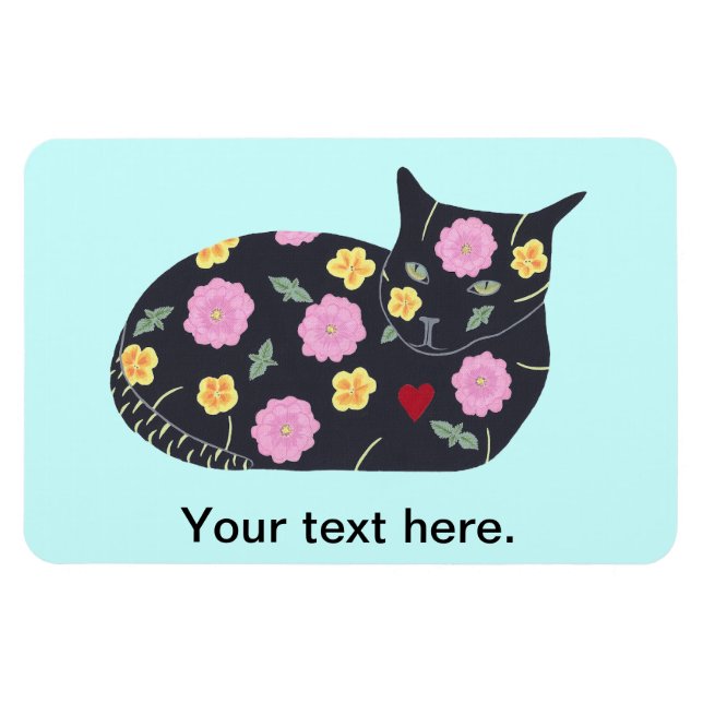 Magnet Flexible Fleurs de Chat Noir Les Chats Plante Peuvent Mange (Horizontal)
