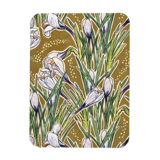 Magnet Flexible Fleurs de Crocus Printemps Floral Motif d'art bota (Vertical)
