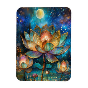 Magnet Flexible Fleurs de lotus en verre coloré au clair de lune