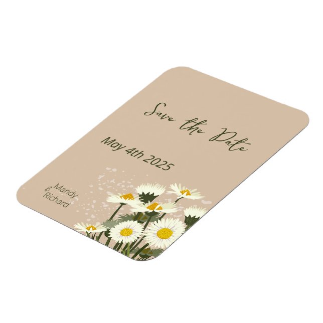 Magnet Flexible Fleurs de marguerite blanche minimale sur Arrière  (Côté Gauche)