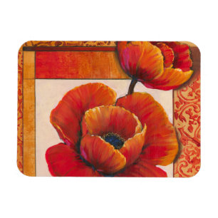 Magnet Flexible Fleurs de pavot sur Tan et Arrière - plan orange