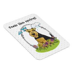 Magnet Flexible Fleurs de printemps Welsh Terrier Chien avec Fleur