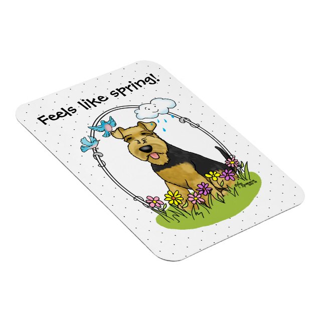 Magnet Flexible Fleurs de printemps Welsh Terrier Chien avec Fleur (Côté Droit)
