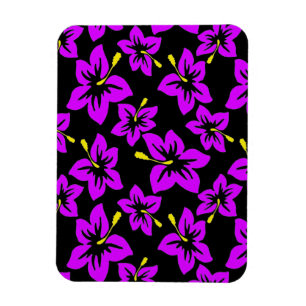 Magnet Flexible Fleurs d'hibiscus hawaïens violets tropicaux