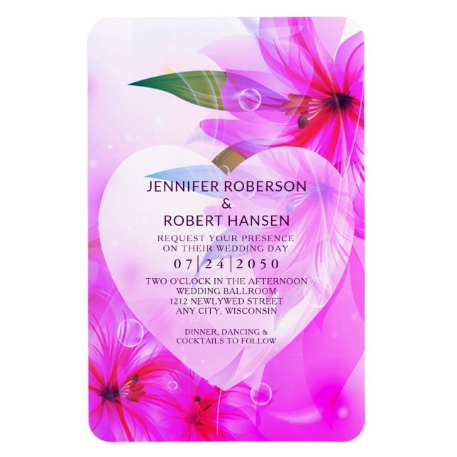 Magnet Flexible Fleurs d'Hibiscus violet Mariage Défroisse le coeu (Vertical)