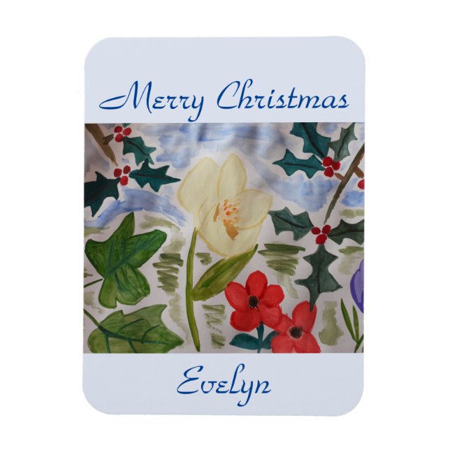 Magnet Flexible Fleurs d'hiver et Noël Holly (Vertical)