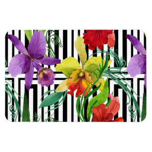 Magnet Flexible Fleurs d'orchidées colorées Motif d'aquarelle