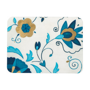 Magnet Flexible Fleurs Indigo dorées avec Arrière - plan blanc