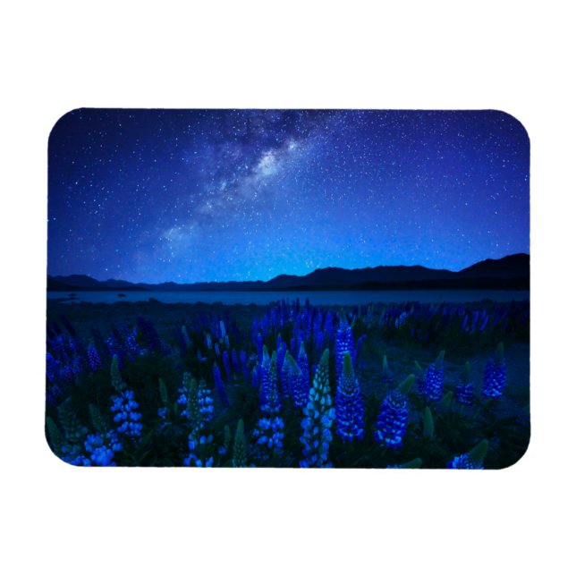 Magnet Flexible Fleurs | Lupines fleurissant à Night Lake Tekapo (Horizontal)