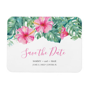 Magnet Flexible Fleurs Pink Tropical Enregistrer La Date
