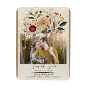 Magnet Flexible Fleurs Pressées de Whimsical Garden Mariage Bohème