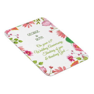 Magnet Flexible Fleurs religieuses du 65e anniversaire du Mariage