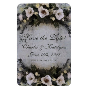 Magnet Flexible Fleurs romantiques Enregistrer La Date