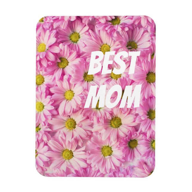 Magnet Flexible Fleurs roses avec texte (Vertical)