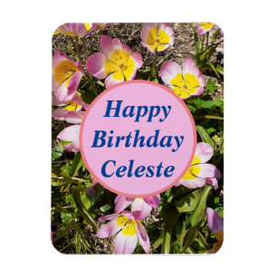 Magnet Flexible Fleurs roses et jaunes Anniversaire