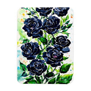 Magnet Flexible Fleurs Roses noires Goth Art peinture aquarelle