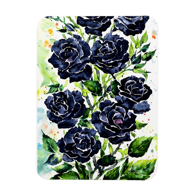 Magnet Flexible Fleurs Roses noires Goth Art peinture aquarelle (Vertical)