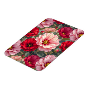 Magnet Flexible Fleurs roses, rouges et mauves