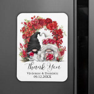Magnet Flexible Fleurs rouges Gnome Merci Mariage