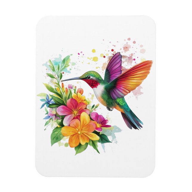 Magnet Flexible Fleurs tropicales des colibris (Vertical)
