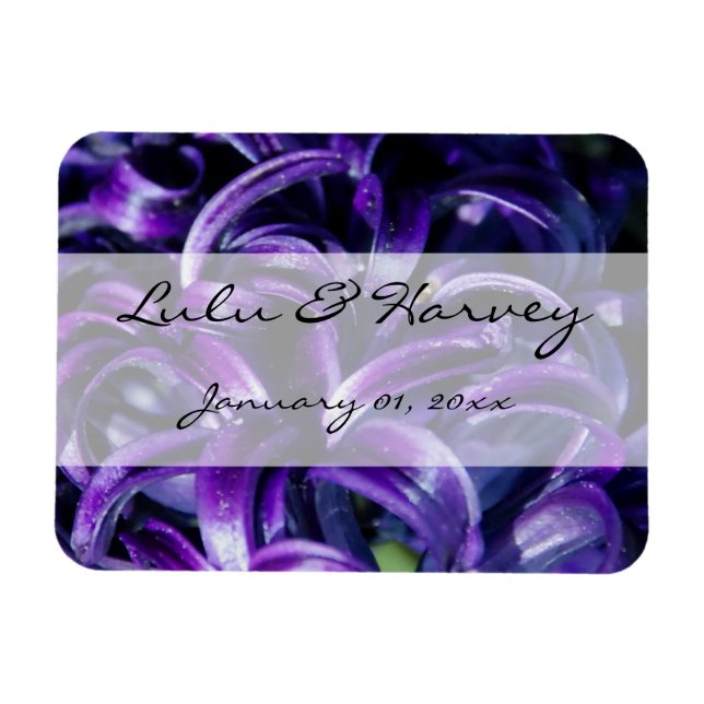 Magnet Flexible Fleurs violettes Mariage personnel (Horizontal)