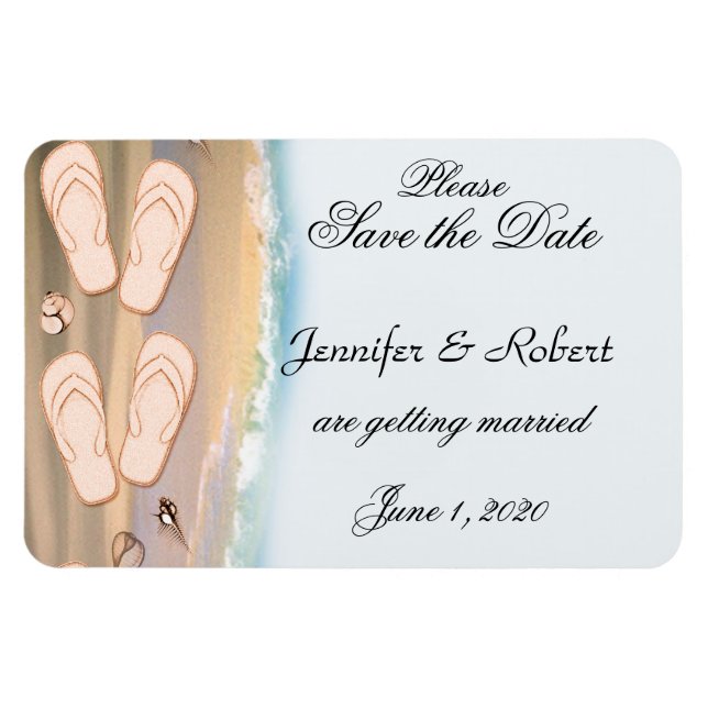 Magnet Flexible Flip Flops on the Beach Wedding Enregistrer la dat (Horizontal)