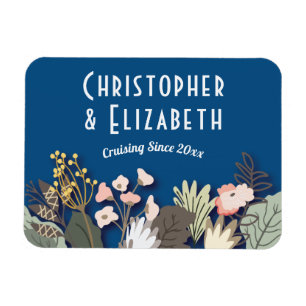 Magnet Flexible Floral Cruise Navire Finder Monogramme bleu