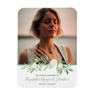 Magnet Flexible Floral D'Ivoire Élégant En Mémoire Amoureuse Funér