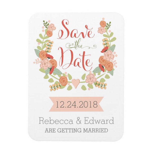 Magnet Flexible Floral Enregistrer l'aimant de date (Vertical)