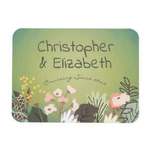 Magnet Flexible Floral Green Monogram Croisière Navire Finder Port