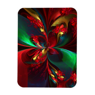 Magnet Flexible Floral moderne Art Abstrait Rouge Vert Motif #11