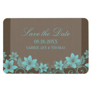 Magnet Flexible Floral rustique Enregistrer l'aimant de date, Aqua