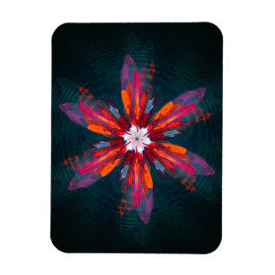 Magnet Flexible Flore Mandala Flowers Orange Red Blue Abstract