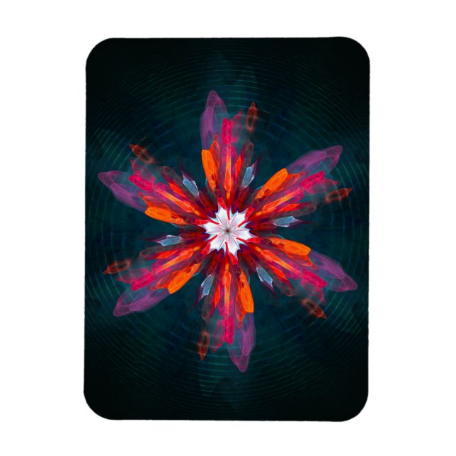 Magnet Flexible Flore Mandala Flowers Orange Red Blue Abstract (Vertical)