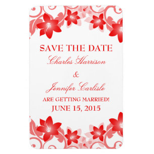 Magnet Flexible Flore simple Enregistrer l'aimant de date, rouge