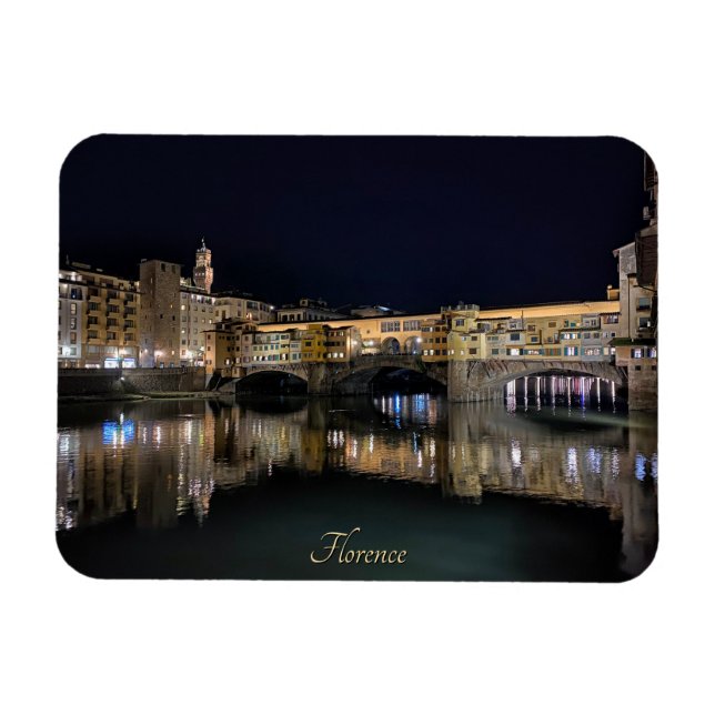 Magnet Flexible Florence rive la nuit, voyage  (Horizontal)