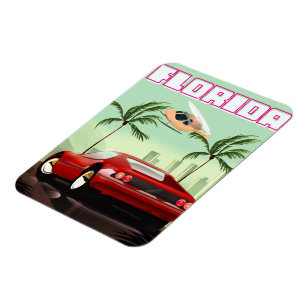 Magnet Flexible Florida red retro sports car
